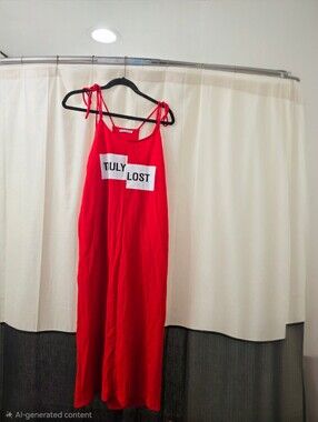 Zara Red 'Truly Lost' Tie-Strap Maxi Dress